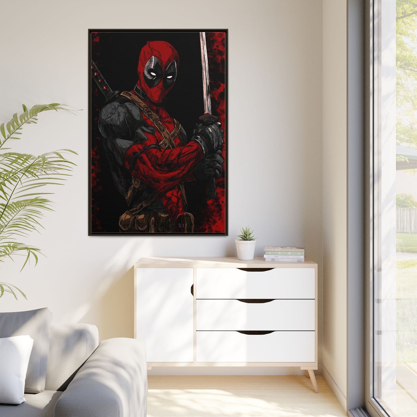 The Merc #2 - Framed Canvas Wall Art — Comic Antihero Sword Portrait