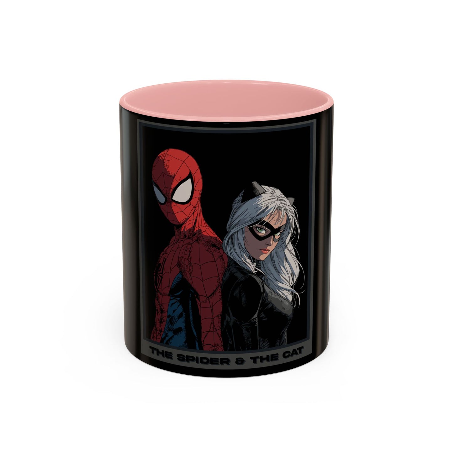 Spider & Cat Duo Accent Coffee Mug – Black 11/15oz