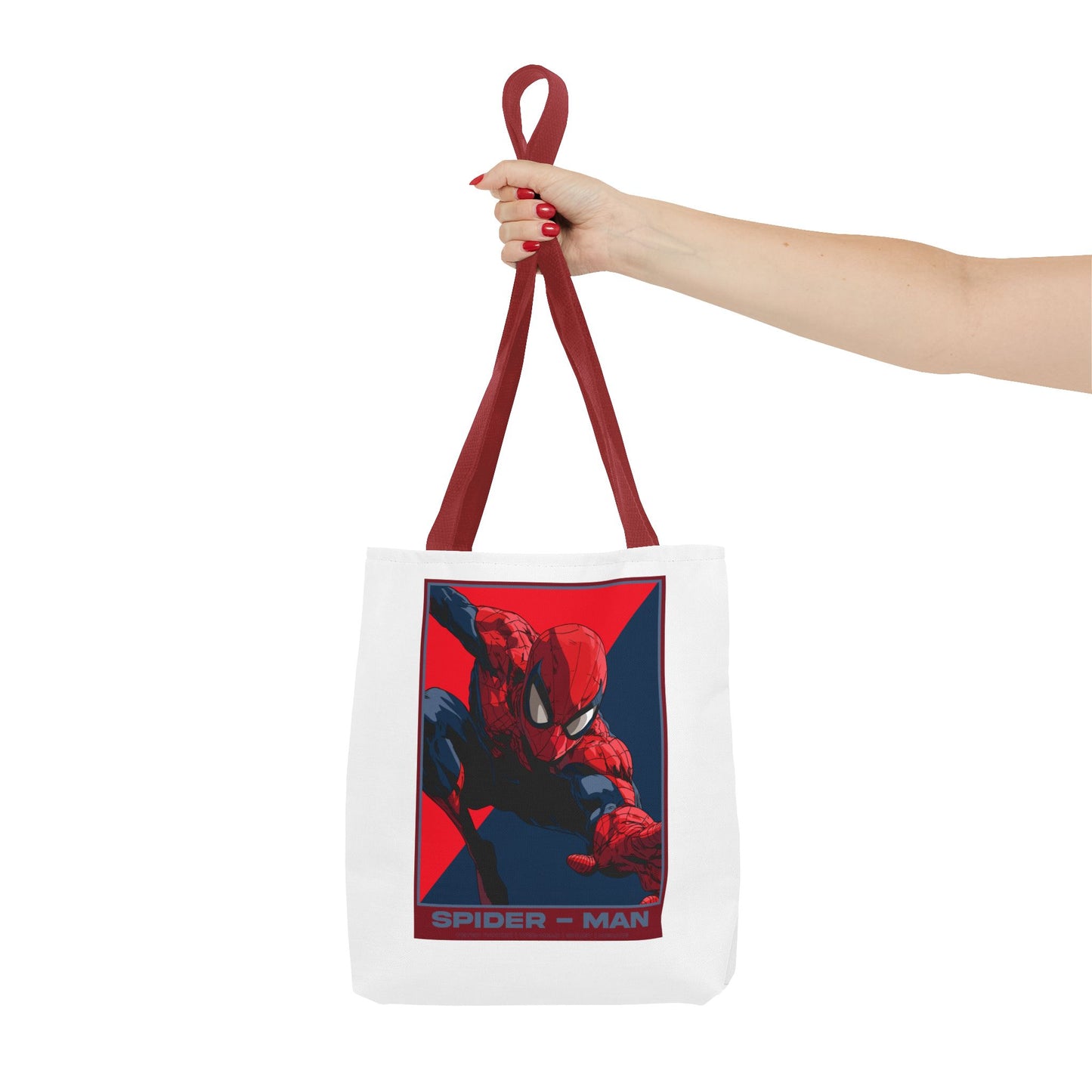 Spider-Man Graphic Tote Bag — Retro Red & Blue Comic Design