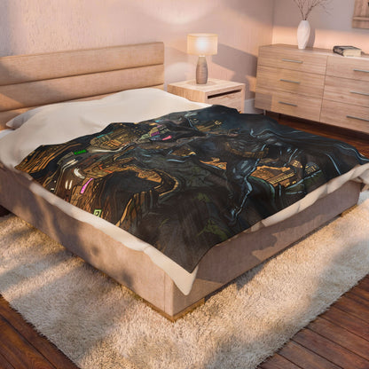 Batman Cityscape Velveteen Plush Blanket
