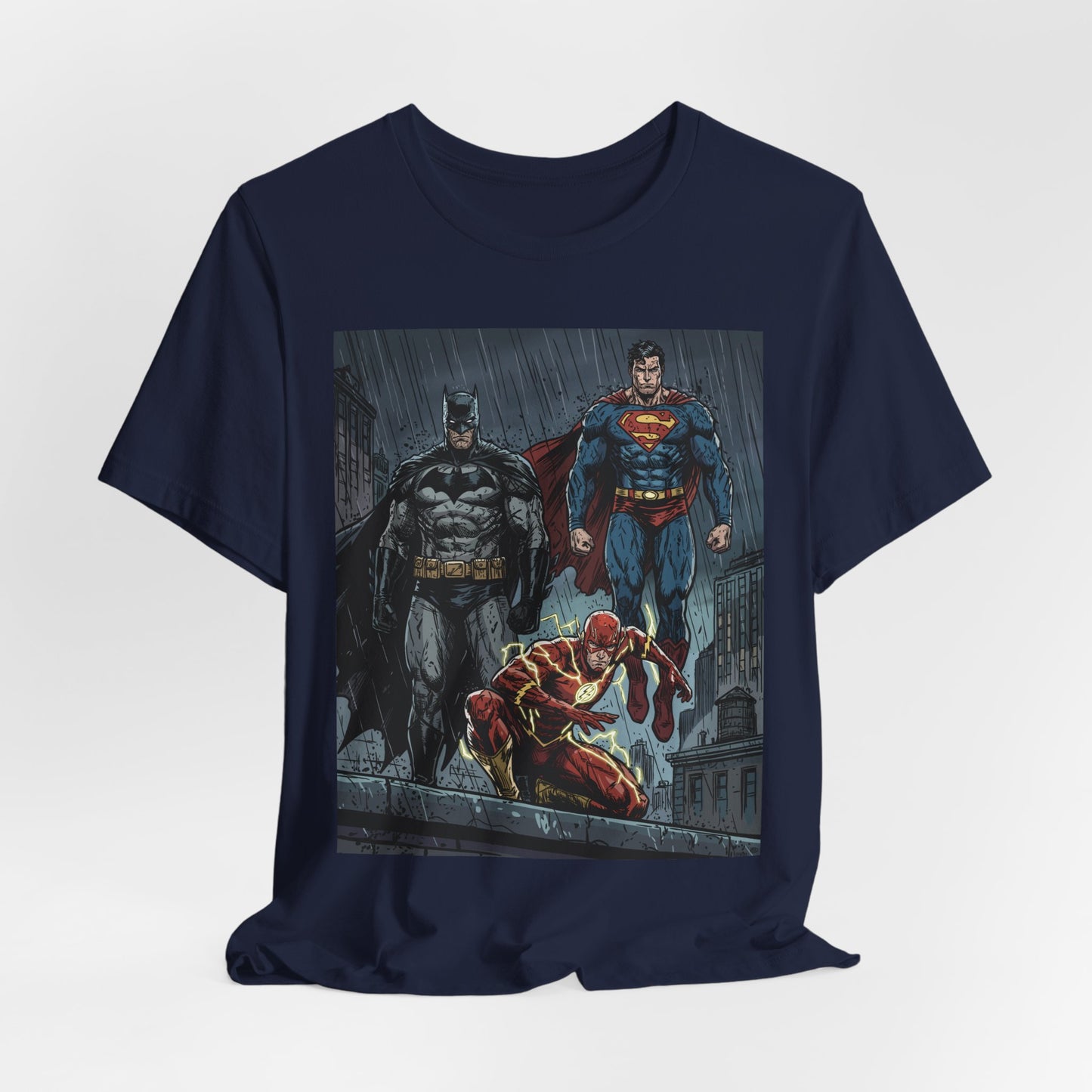 Superhero Team Graphic Tee — Batman, Superman & The Flash