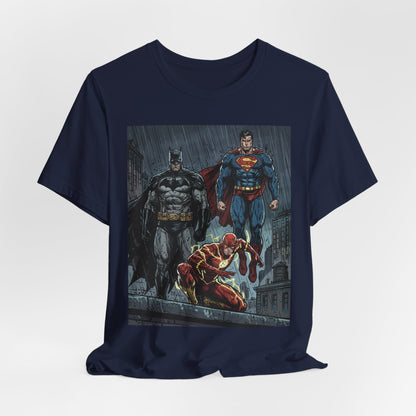 Superhero Team Graphic Tee — Batman, Superman & The Flash