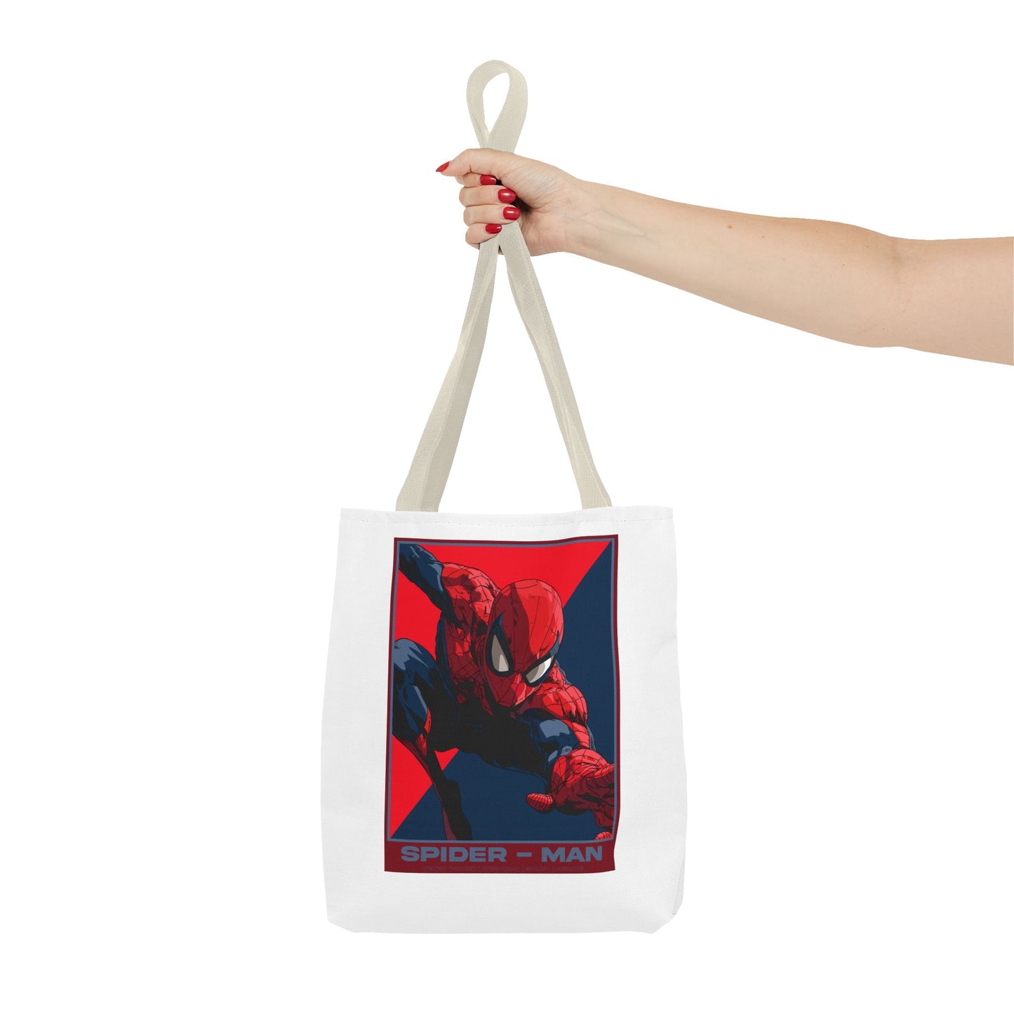 Spider-Man Graphic Tote Bag — Retro Red & Blue Comic Design