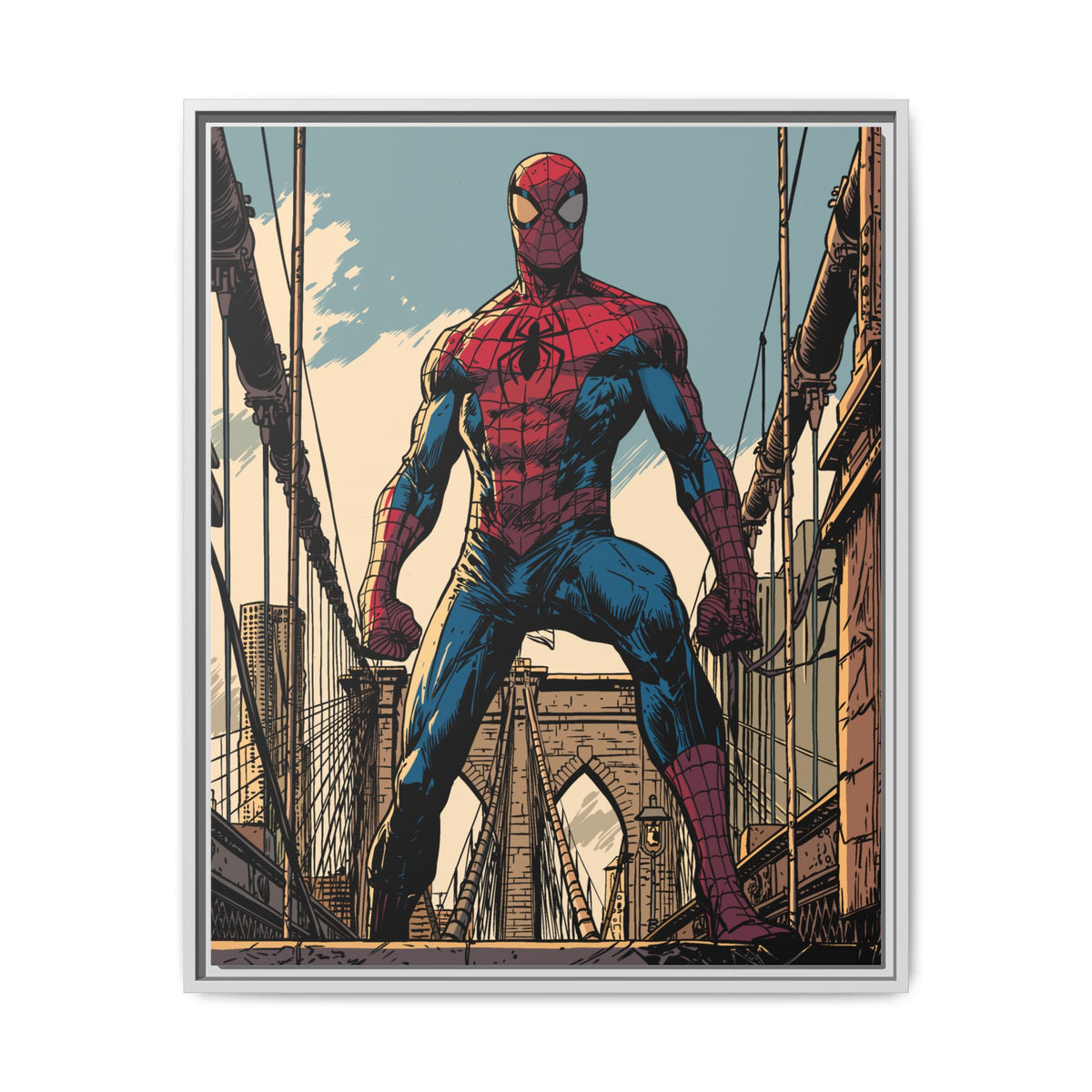 Spider-Man Comic Art Matte Framed Canvas