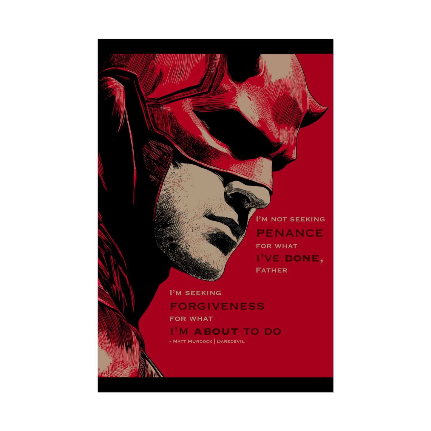Daredevil Quote Rolled Poster — 'I'm Seeking Forgiveness'