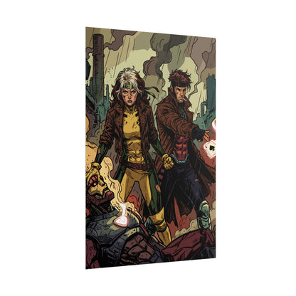 X-Men Comic Poster — Rogue & Gambit Rolled Art Print