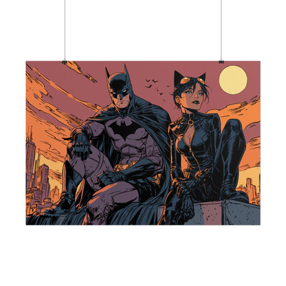Batman & Catwoman Landscape Art Poster
