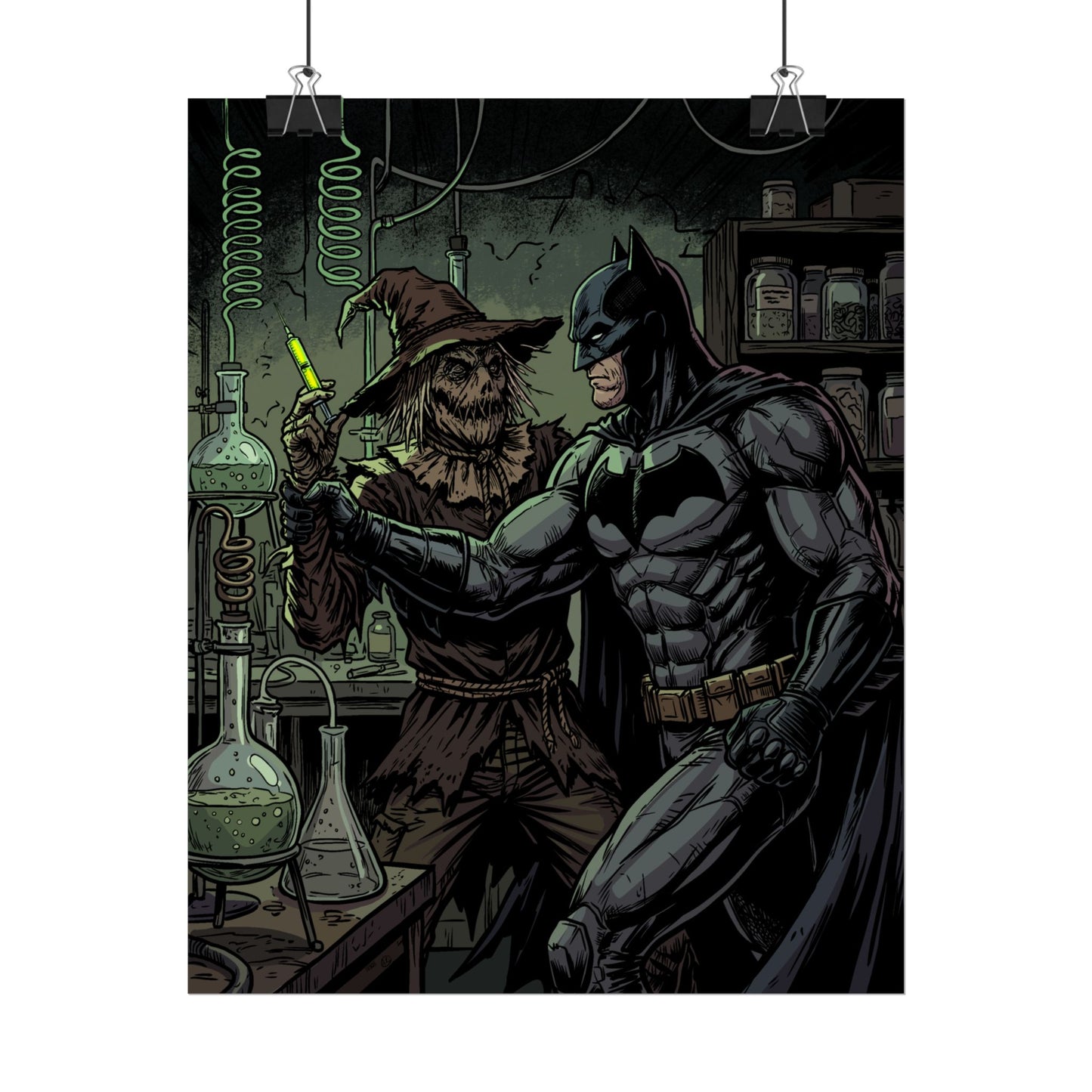 Batman & Scarecrow Poster — Dark Comic Book Art, Horror Superhero Wall Decor