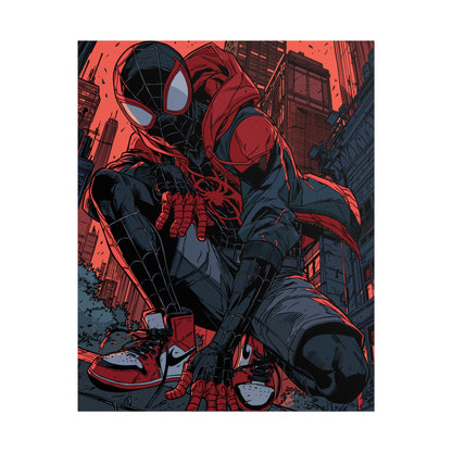 Spider-Man Miles Morales Poster – Red & Black Comic Art Rolled Poster