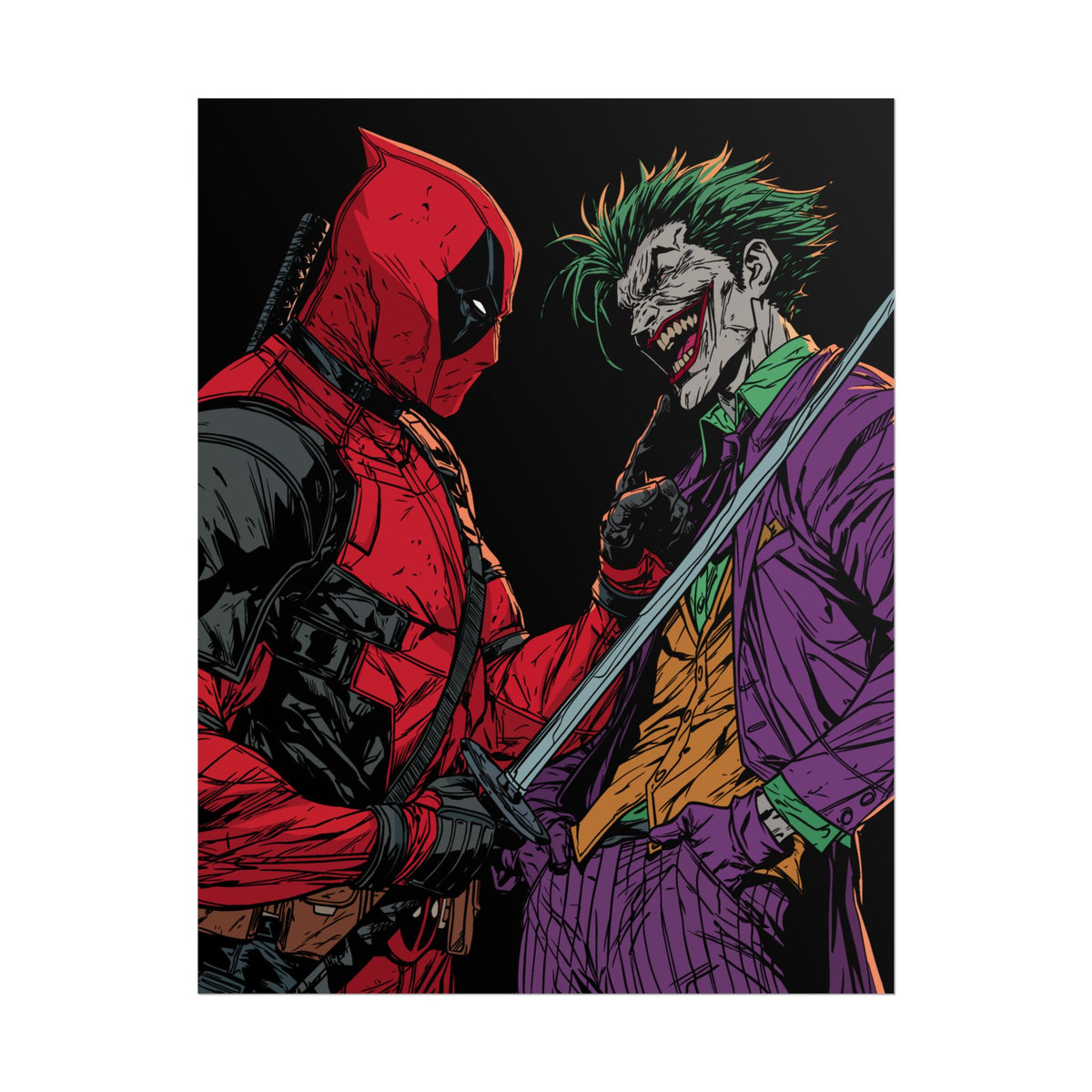 Deadpool vs Joker Comic Art Print