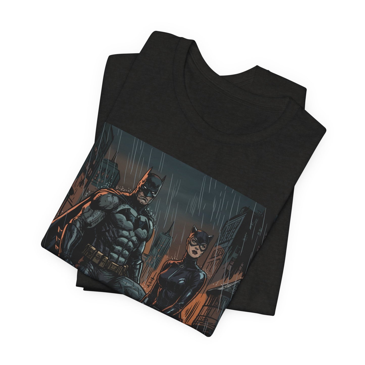 Batman & Catwoman Rain Night T‑Shirt