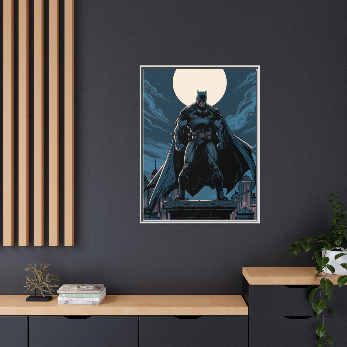 Batman Moonlit Matte Canvas Framed Print