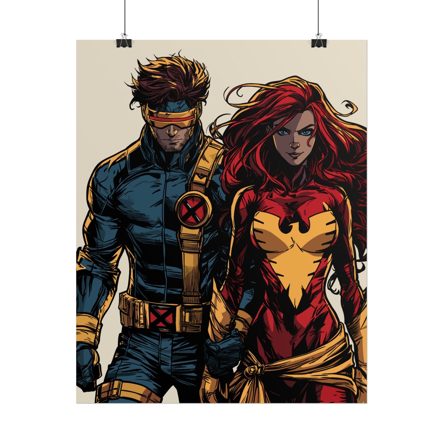 X-Men Cyclops & Jean Grey Poster — Vintage Comic Art Rolled Print