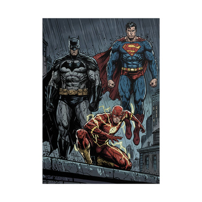Superhero Trio Rolled Poster — Batman, Superman & The Flash