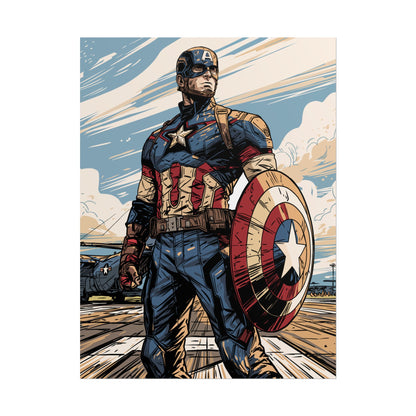 Captain America Retro Art Poster — Rolled Superhero Wall Print