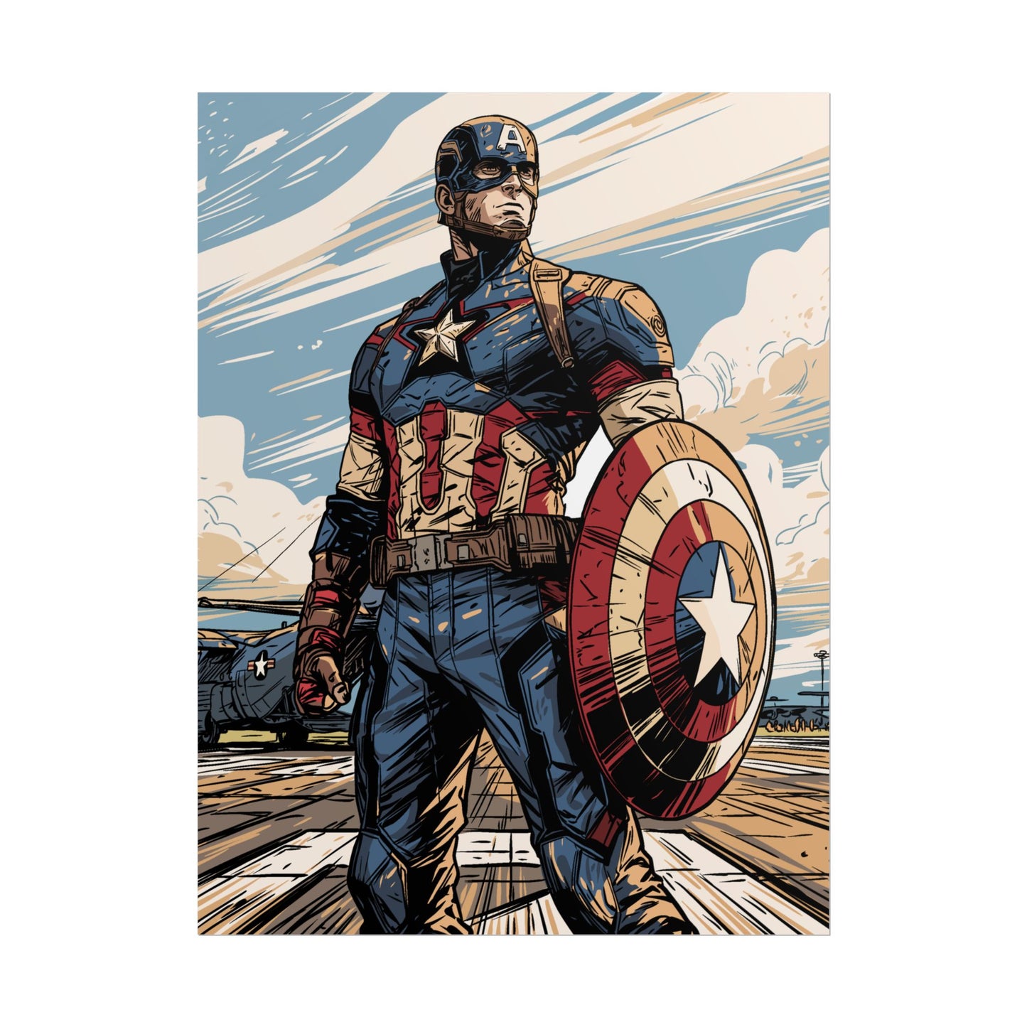 Captain America Retro Art Poster — Rolled Superhero Wall Print