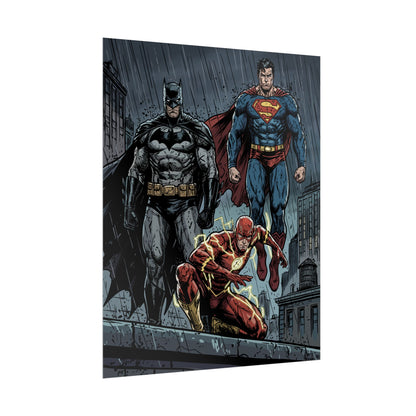 Superhero Trio Rolled Poster — Batman, Superman & The Flash