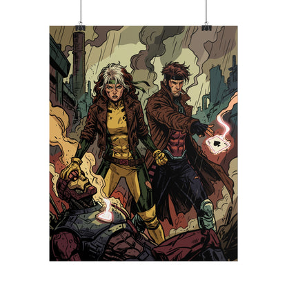X-Men Comic Poster — Rogue & Gambit Rolled Art Print