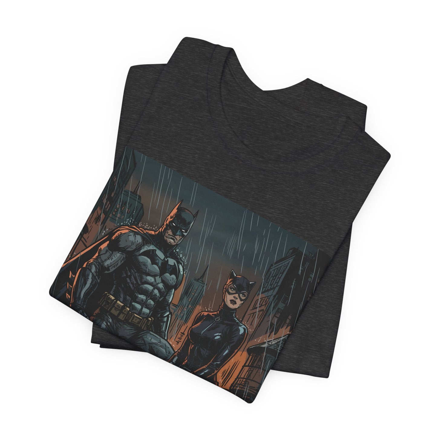 Batman & Catwoman Rain Night T‑Shirt