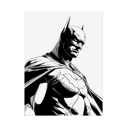Batman Black & White Rolled Poster — Superhero Wall Art Print