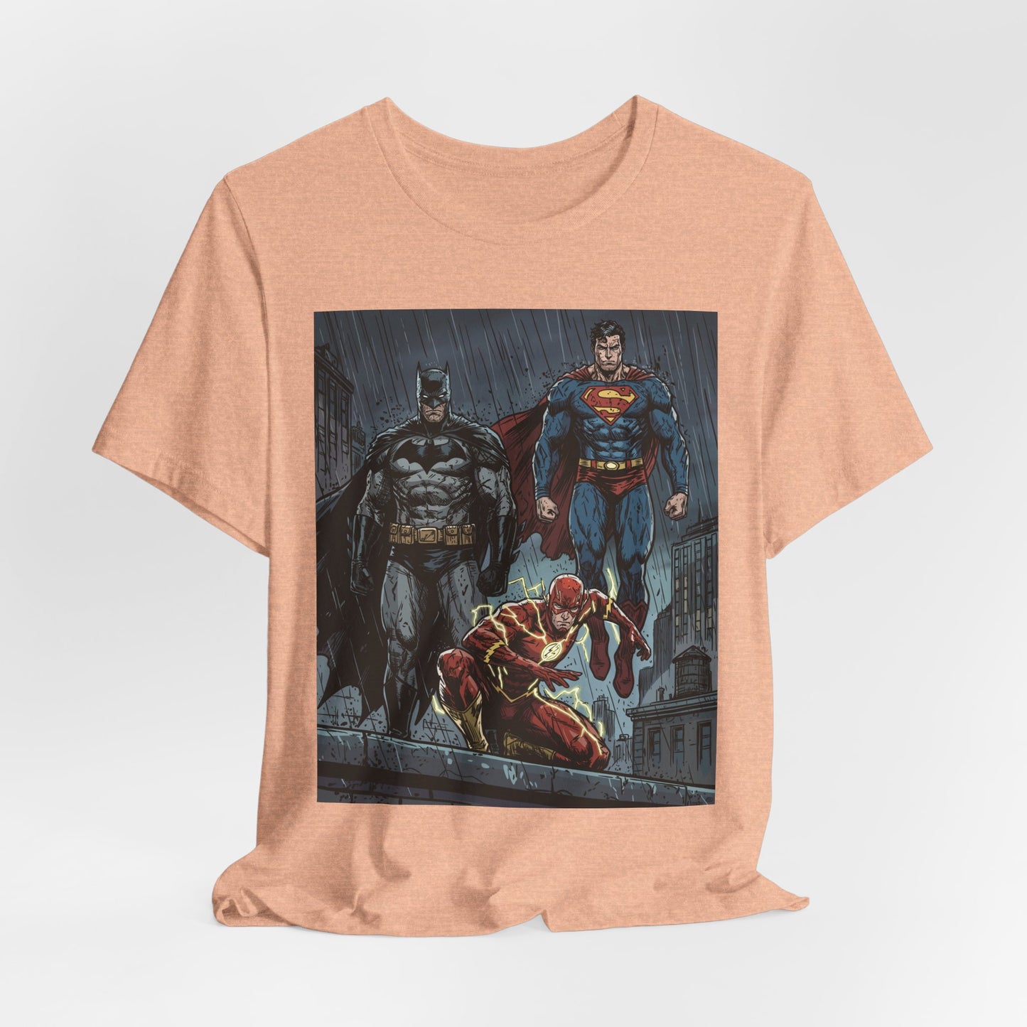 Superhero Team Graphic Tee — Batman, Superman & The Flash