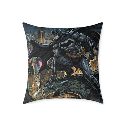 Batman Cityscape Square Poly Canvas Pillow