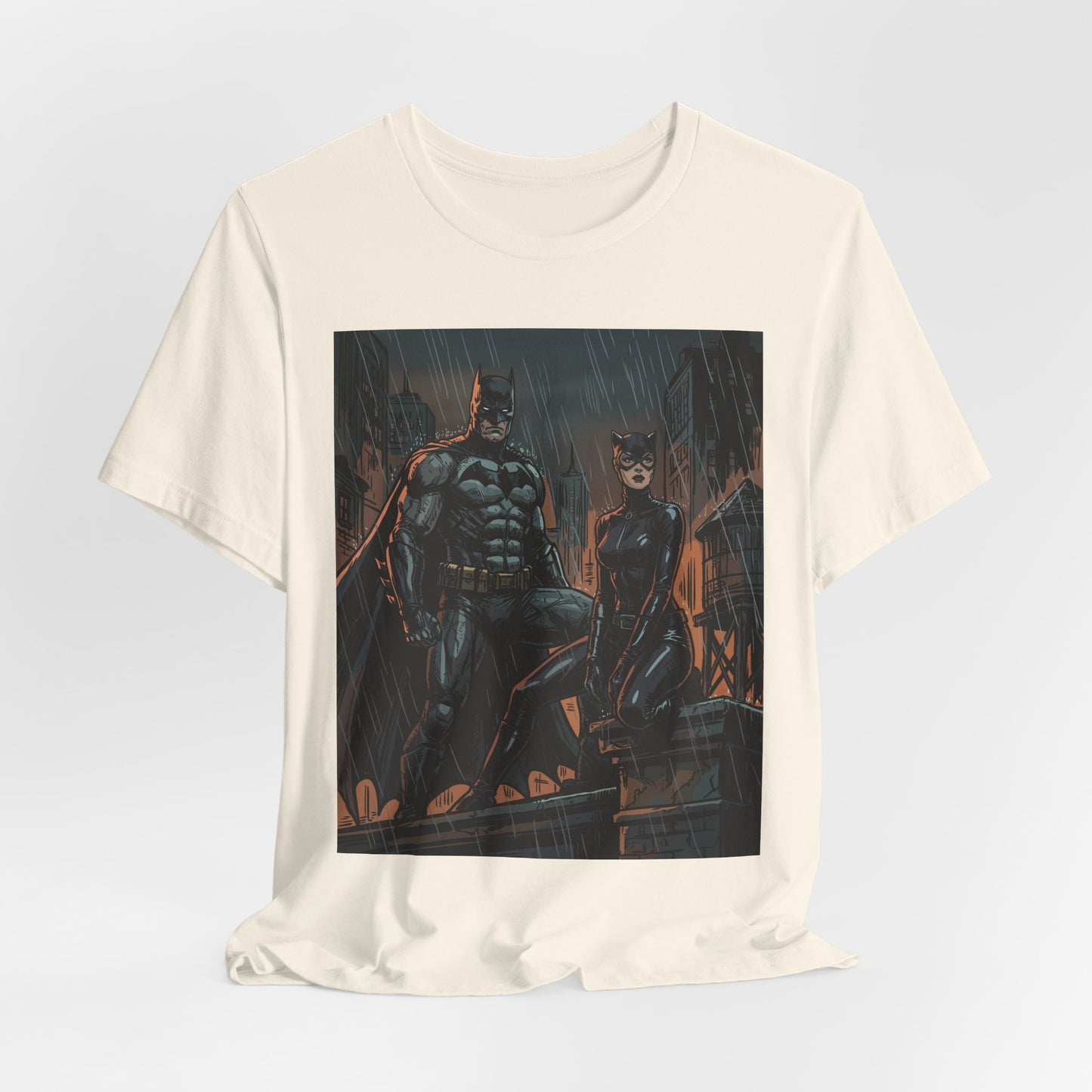 Batman & Catwoman Rain Night T‑Shirt