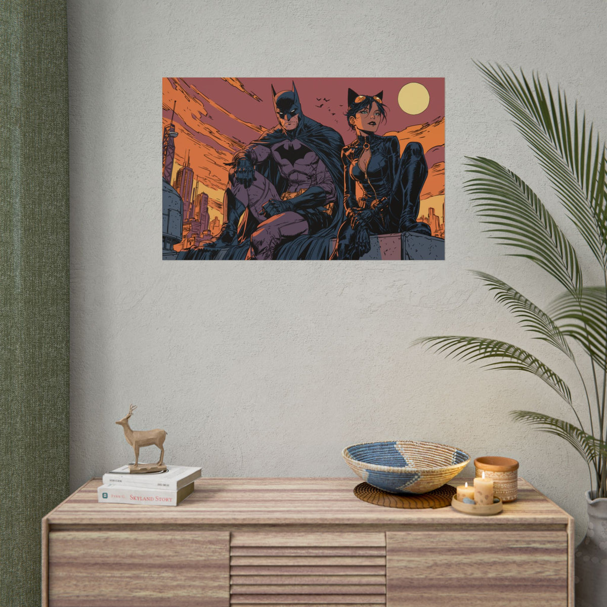 Batman & Catwoman Landscape Art Poster