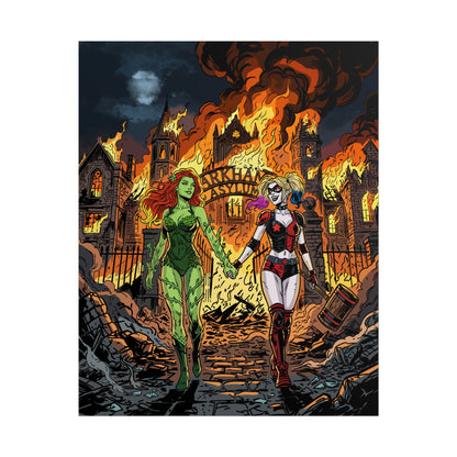 Harley Quinn & Poison Ivy Arkham Asylum Poster — Rolled Comic Art Print
