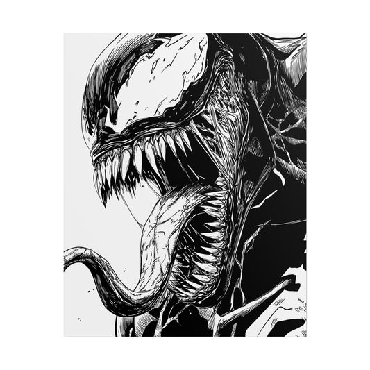 Venom Poster — Black & White Comic Art Rolled Print