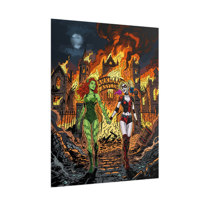 Harley Quinn & Poison Ivy Arkham Asylum Poster — Rolled Comic Art Print