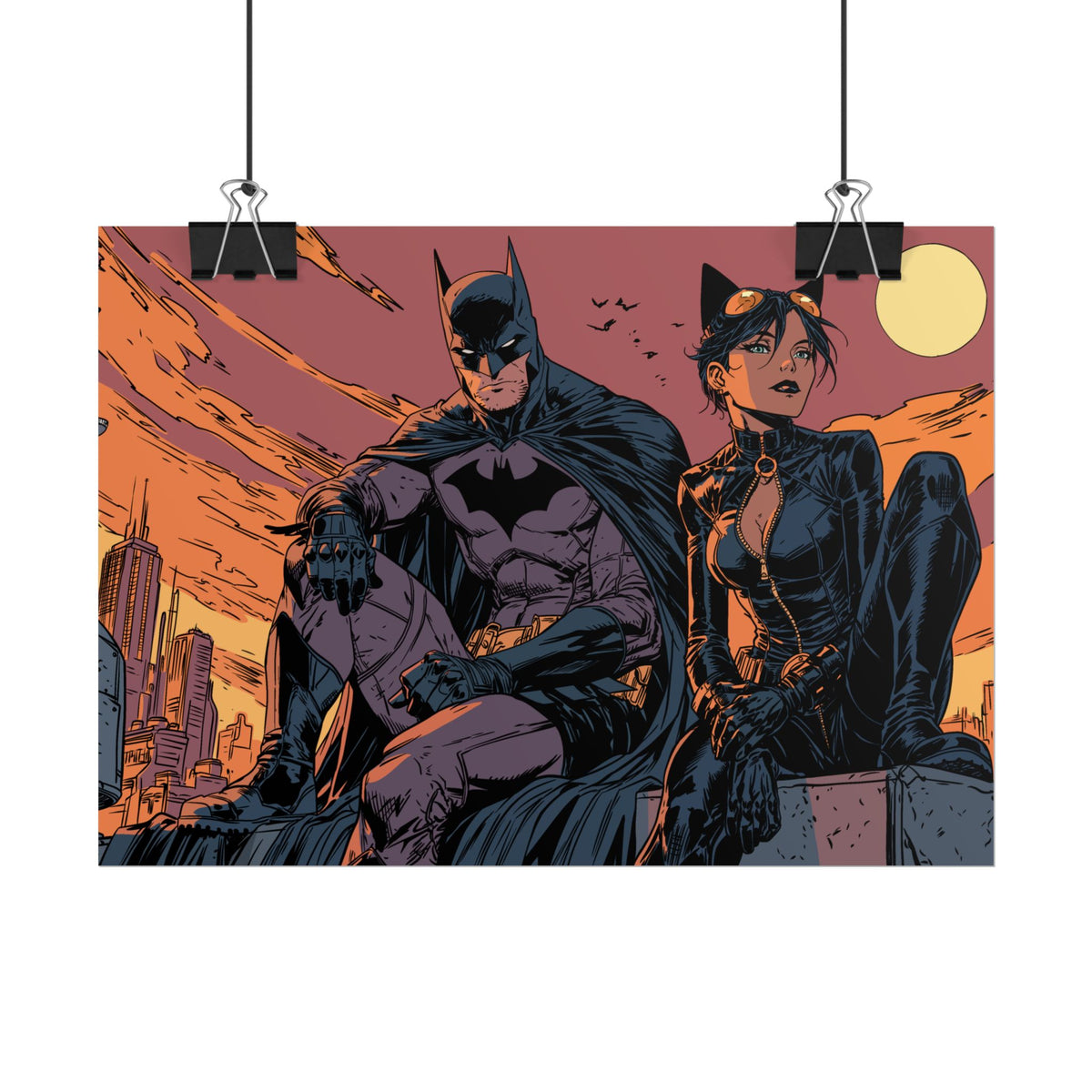 Batman & Catwoman Landscape Art Poster