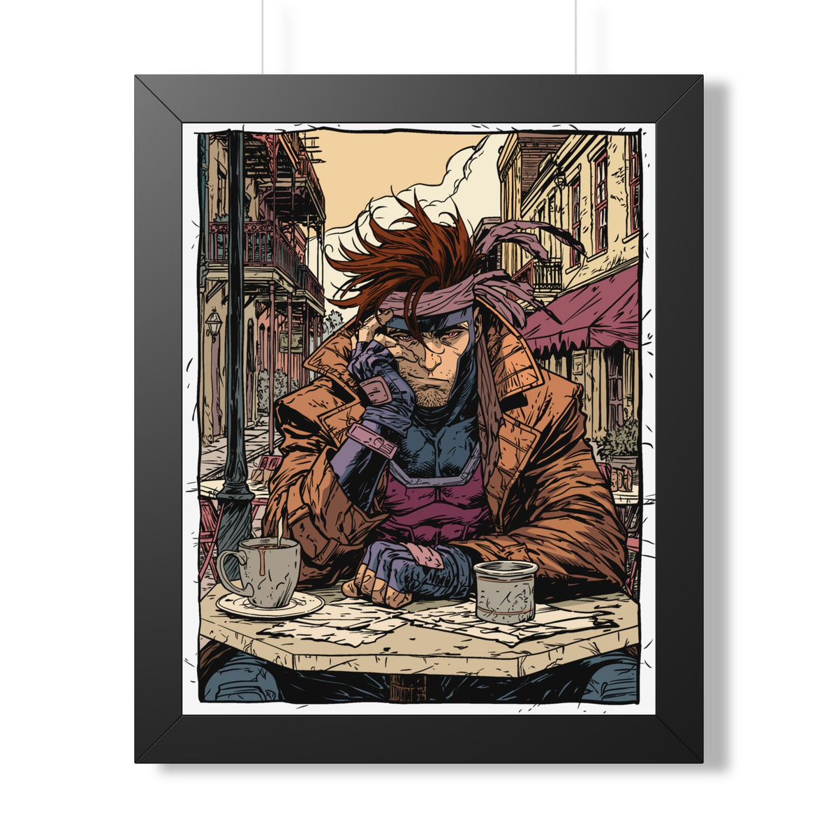 Gambit Framed Poster - Brooding Comic Cafe Art