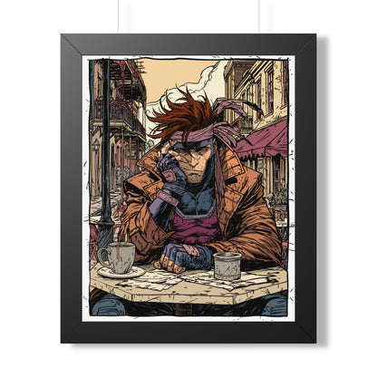 Gambit Framed Poster - Brooding Comic Cafe Art