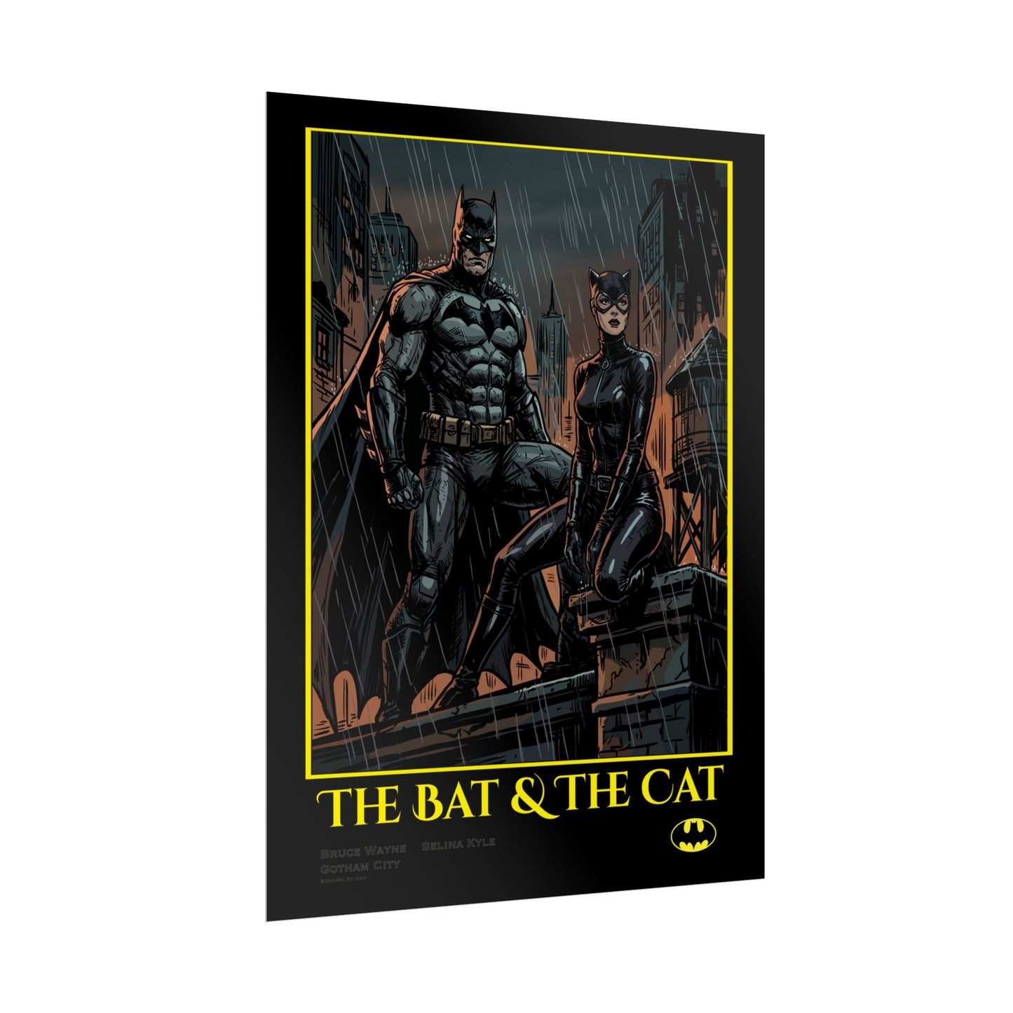 Batman & Catwoman Poster – "The Bat & The Cat" Rolled Art Print