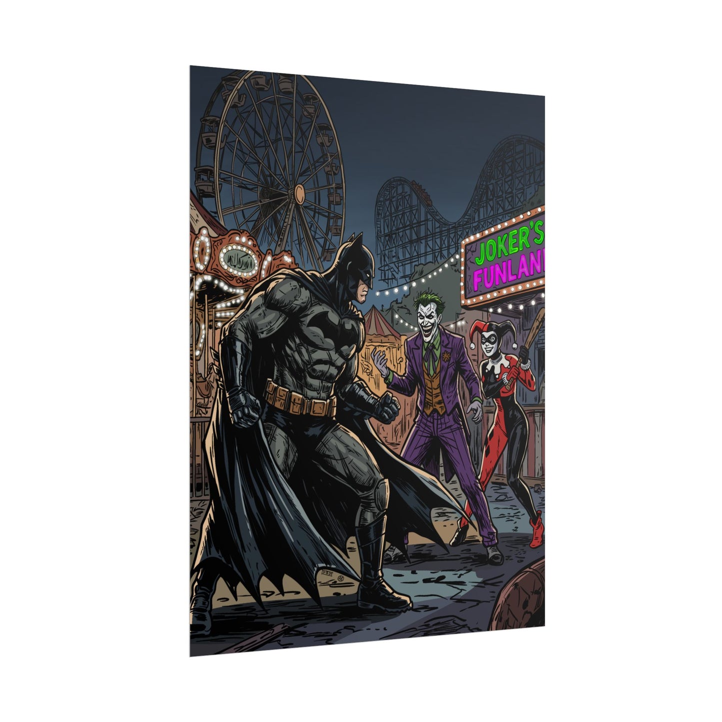 Batman vs Joker Carnival Poster – Rolled Comic Art Print