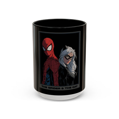 Spider & Cat Duo Accent Coffee Mug – Black 11/15oz
