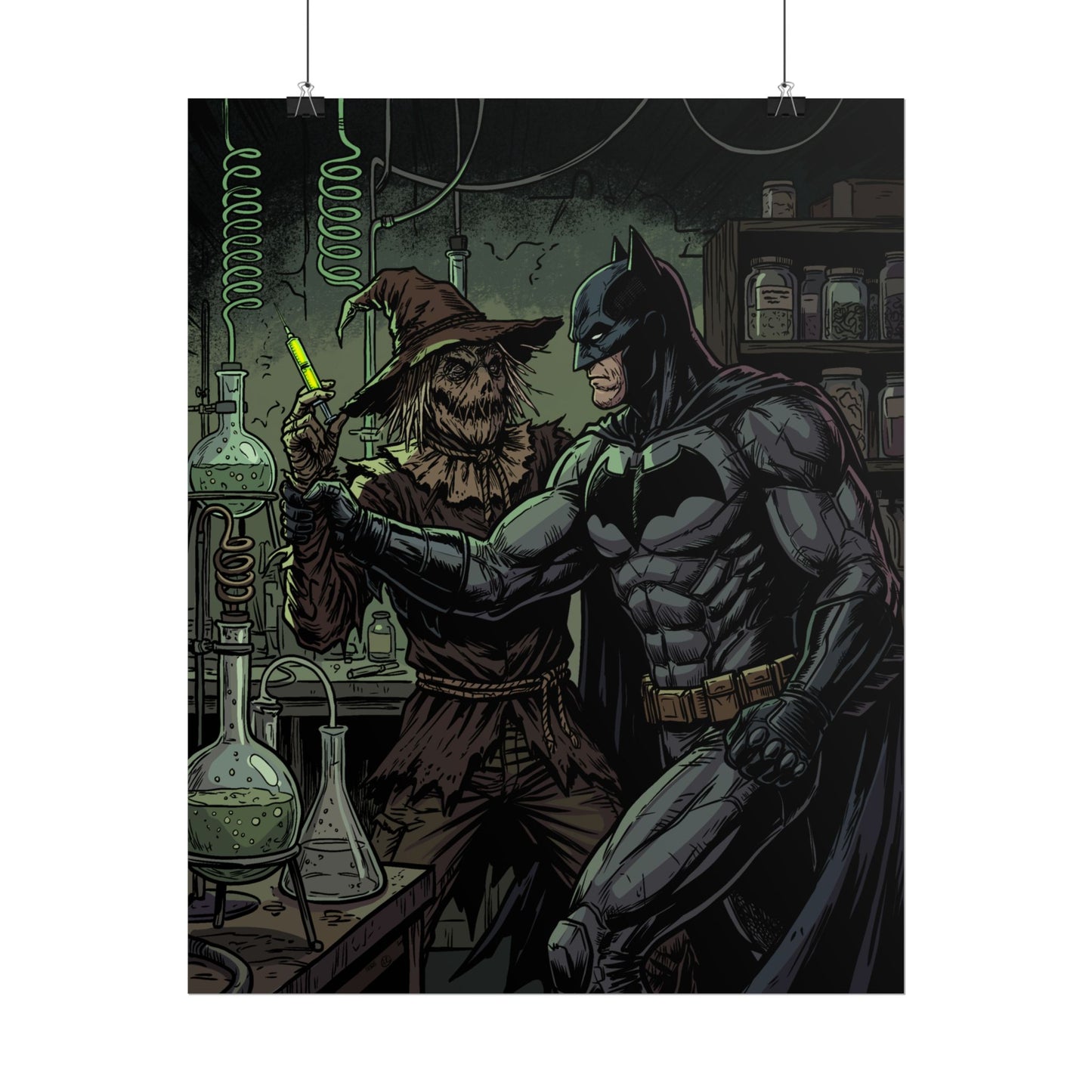 Batman & Scarecrow Poster — Dark Comic Book Art, Horror Superhero Wall Decor