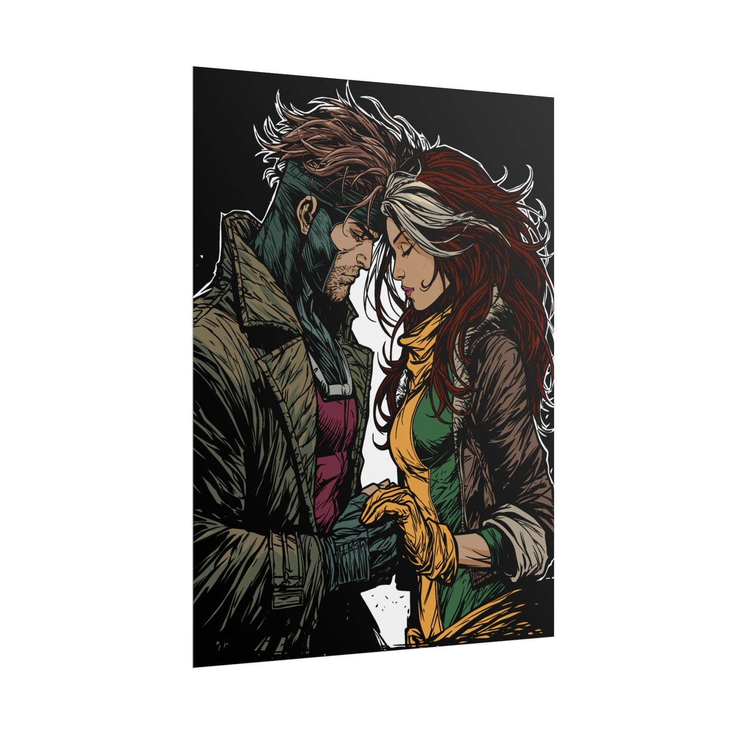 Rogue & Gambit Holding Hands - Fan Art Rolled Poster