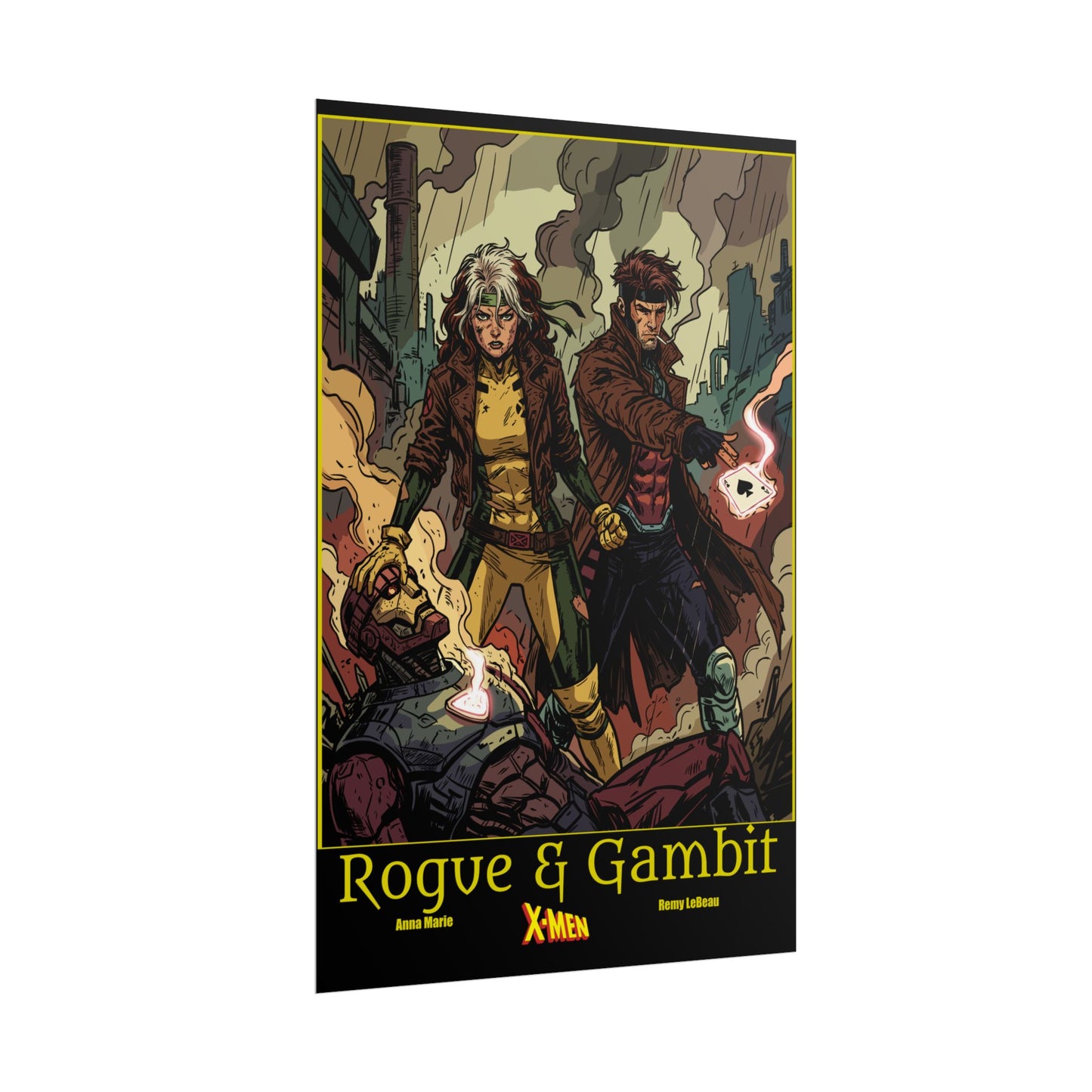 X-Men Rogue & Gambit Poster — Retro Comic Rolled Poster