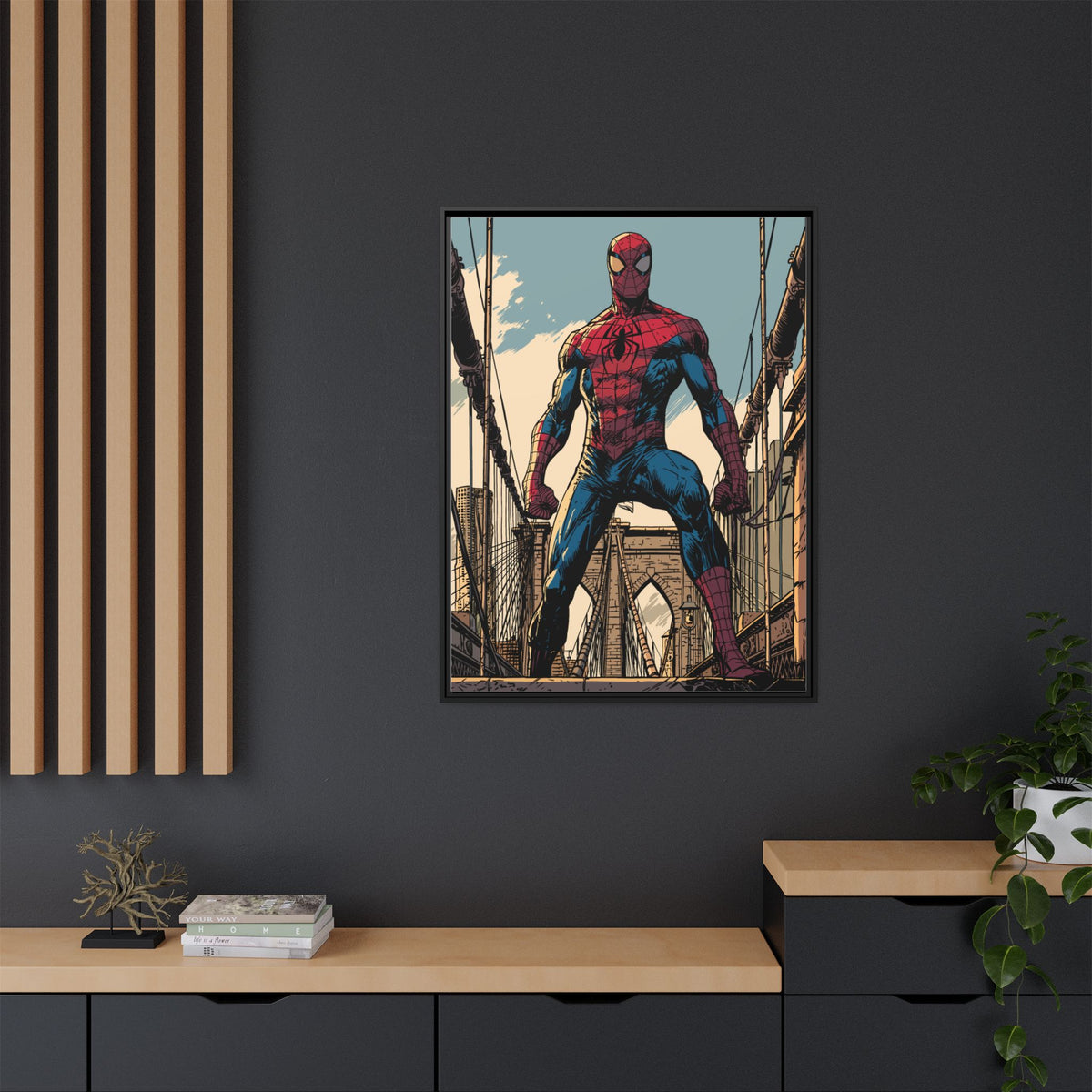 Spider-Man Comic Art Matte Framed Canvas