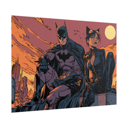 Batman & Catwoman Landscape Art Poster