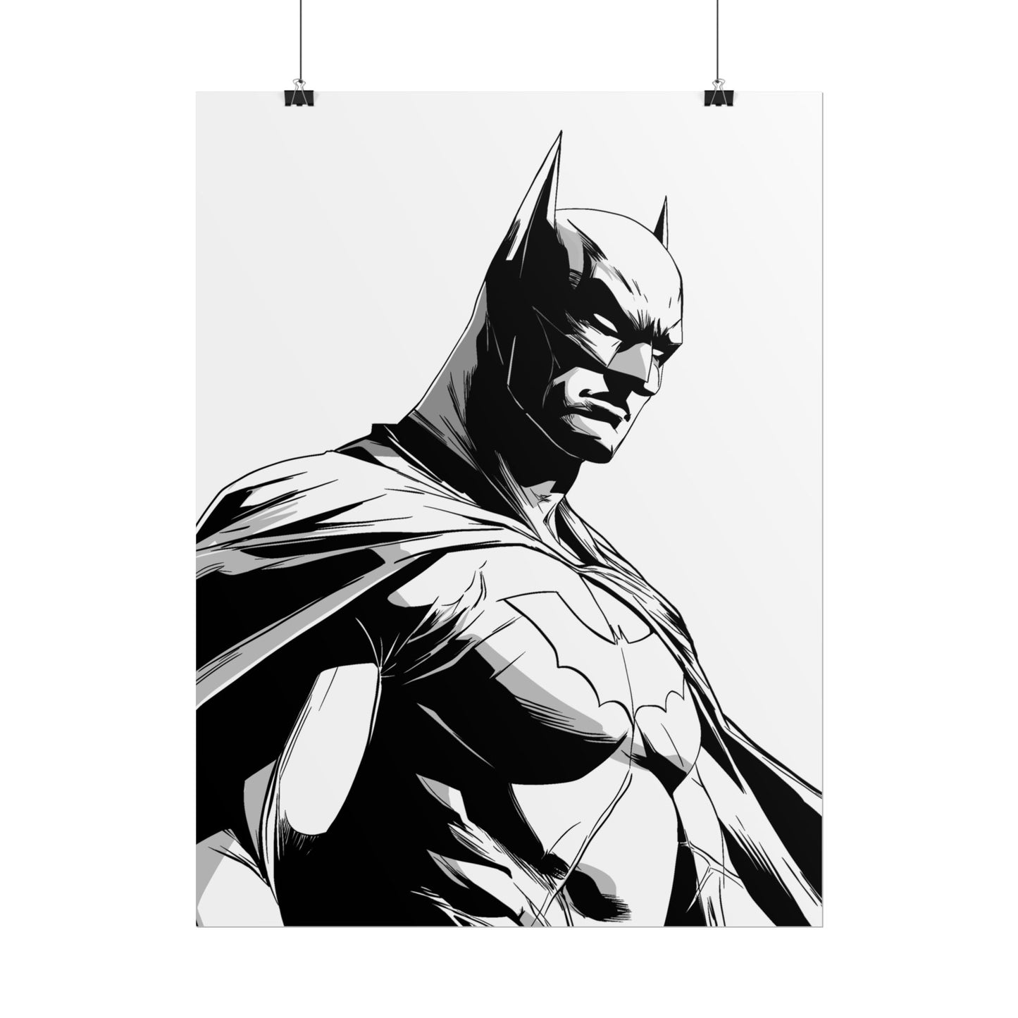 Batman Black & White Rolled Poster — Superhero Wall Art Print